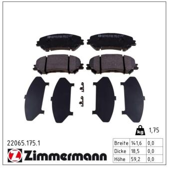 Jeu de 4 plaquettes de frein avant ZIMMERMANN OEM D10604BA0A Jeu de 4 plaquettes de frein avant ZIMMERMANN OEM D10604BA0A