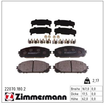 Jeu de 4 plaquettes de frein avant ZIMMERMANN OEM 2AMV3327AA