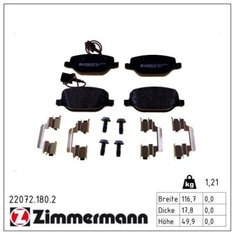 Jeu de 4 plaquettes de frein arrière ZIMMERMANN OEM 77366753 Jeu de 4 plaquettes de frein arrière ZIMMERMANN OEM 77366753