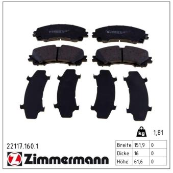 Jeu de 4 plaquettes de frein avant ZIMMERMANN OEM D10603WU0A