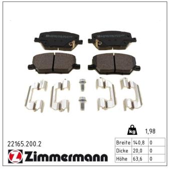 Jeu de 4 plaquettes de frein avant ZIMMERMANN OEM 68379582AB