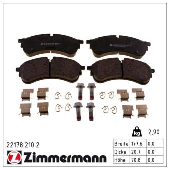 Jeu de 4 plaquettes de frein avant ZIMMERMANN OEM 2N0698151A