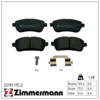 Jeu de 4 plaquettes de frein avant ZIMMERMANN OEM 1894272
