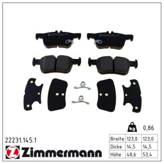 Jeu de 4 plaquettes de frein arrière ZIMMERMANN OEM KTJ1GC2M007AC