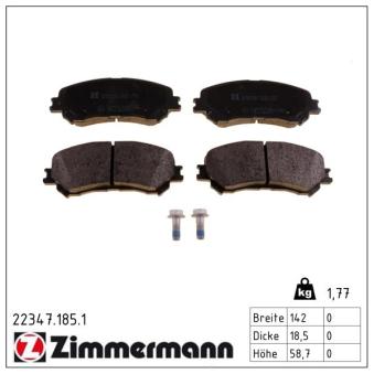 Jeu de 4 plaquettes de frein avant ZIMMERMANN OEM 410606124R