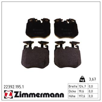 Jeu de 4 plaquettes de frein avant ZIMMERMANN OEM 34116874431