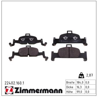 Jeu de 4 plaquettes de frein avant ZIMMERMANN OEM 8W0698151M