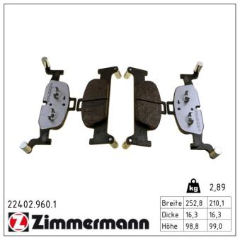 Jeu de 4 plaquettes de frein avant ZIMMERMANN OEM 8W0698151M
