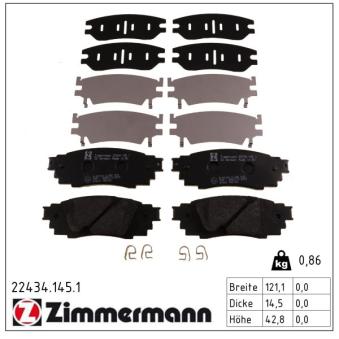 Jeu de 4 plaquettes de frein arrière ZIMMERMANN OEM 0446648160