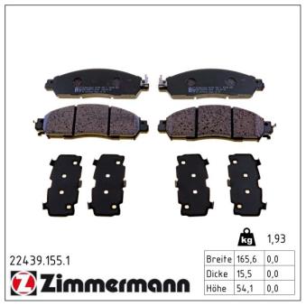 Jeu de 4 plaquettes de frein avant ZIMMERMANN OEM D10605TA0A