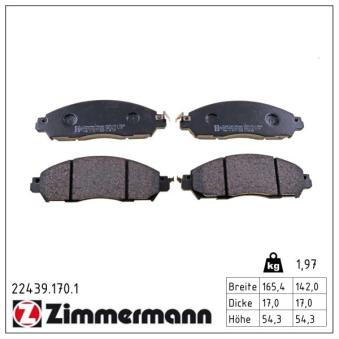 Jeu de 4 plaquettes de frein avant ZIMMERMANN OEM D10604KJ1A