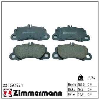 Jeu de 4 plaquettes de frein avant ZIMMERMANN OEM 95B698151AA