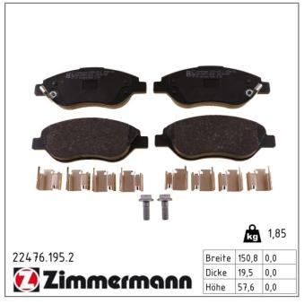 Jeu de 4 plaquettes de frein avant ZIMMERMANN OEM 77367923