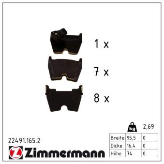 Jeu de 4 plaquettes de frein avant ZIMMERMANN OEM 8U0698151H