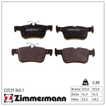 Jeu de 4 plaquettes de frein arrière ZIMMERMANN OEM 2211284 Jeu de 4 plaquettes de frein arrière ZIMMERMANN OEM 2211284