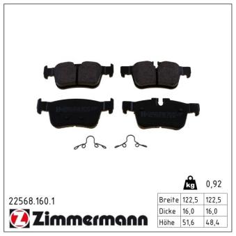 Jeu de 4 plaquettes de frein arrière ZIMMERMANN OEM 31423653 Jeu de 4 plaquettes de frein arrière ZIMMERMANN OEM 31423653