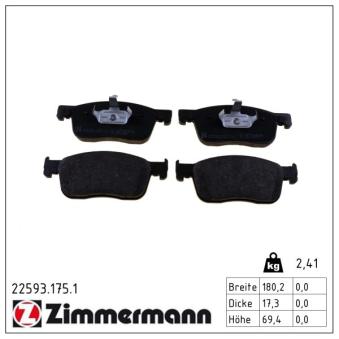 Jeu de 4 plaquettes de frein avant ZIMMERMANN OEM 1613260780