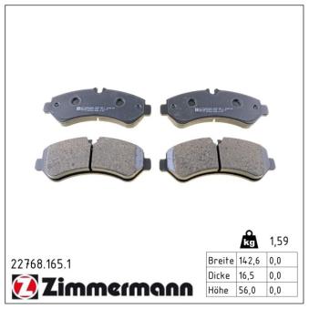 Jeu de 4 plaquettes de frein avant ZIMMERMANN 22768.165.1 pour LEXUS UX 250h E-Four - 152cv