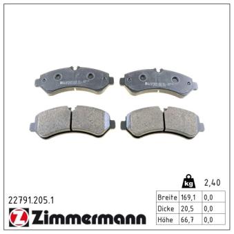 Jeu de 4 plaquettes de frein arrière ZIMMERMANN OEM 9074208700