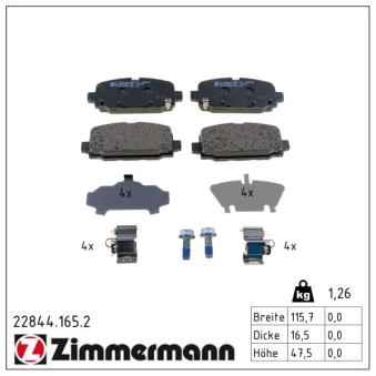 Jeu de 4 plaquettes de frein arrière ZIMMERMANN 22844.165.2 pour JEEP COMPASS 2.0 CRD 4x4 - 170cv