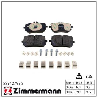 Jeu de 4 plaquettes de frein avant ZIMMERMANN OEM 0004207100