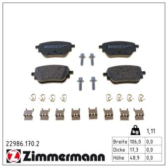 Jeu de 4 plaquettes de frein arrière ZIMMERMANN 22986.170.2 pour MERCEDES-BENZ GLB GLB 250 - 224cv