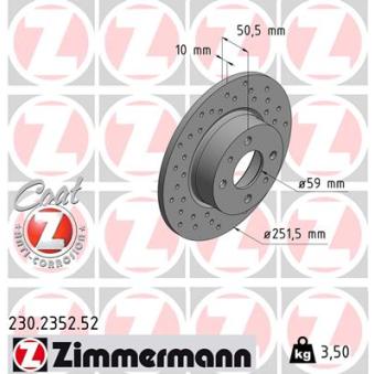Jeu de 2 disques de frein arrière ZIMMERMANN OEM 82394418