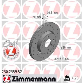 Jeu de 2 disques de frein avant ZIMMERMANN OEM 60810076