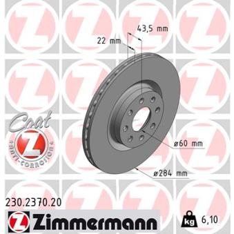 Jeu de 2 disques de frein avant ZIMMERMANN OEM 93188917