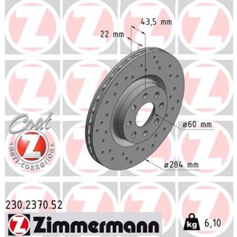 Jeu de 2 disques de frein avant ZIMMERMANN OEM 93188917