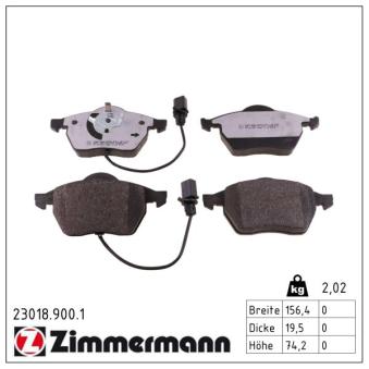 Jeu de 4 plaquettes de frein avant ZIMMERMANN OEM 8e0698151j