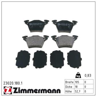 Jeu de 4 plaquettes de frein arrière ZIMMERMANN OEM A0034200220