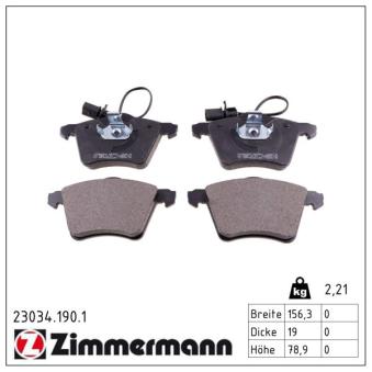 Jeu de 4 plaquettes de frein avant ZIMMERMANN OEM 7D0698151A