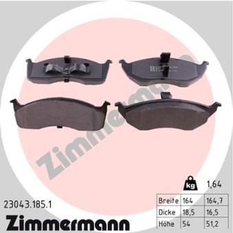 Jeu de 4 plaquettes de frein avant ZIMMERMANN OEM 4773264