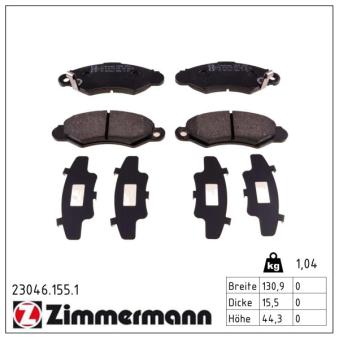 Jeu de 4 plaquettes de frein avant ZIMMERMANN OEM 5520080E10