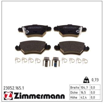 Jeu de 4 plaquettes de frein arrière ZIMMERMANN OEM 09198598