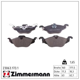 Jeu de 4 plaquettes de frein avant ZIMMERMANN OEM 93173379