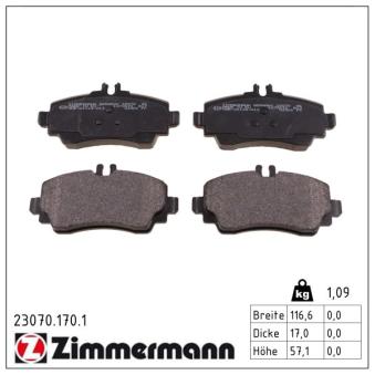 Jeu de 4 plaquettes de frein avant ZIMMERMANN OEM A1684200820