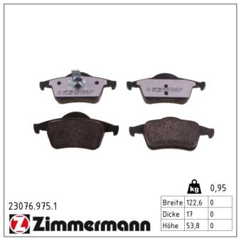 Jeu de 4 plaquettes de frein arrière ZIMMERMANN OEM 272944