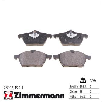 Jeu de 4 plaquettes de frein avant ZIMMERMANN OEM 272370