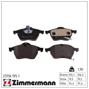 Jeu de 4 plaquettes de frein avant ZIMMERMANN OEM 5055371