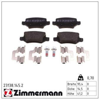 Jeu de 4 plaquettes de frein arrière ZIMMERMANN OEM A1694201120