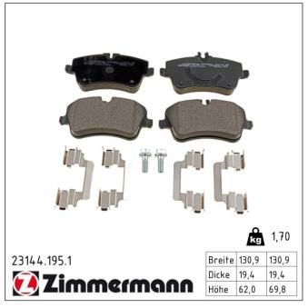 Jeu de 4 plaquettes de frein avant ZIMMERMANN OEM A0034205920
