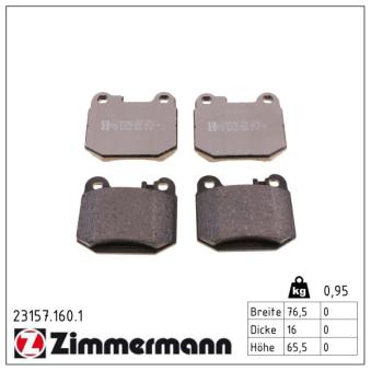 Jeu de 4 plaquettes de frein arrière ZIMMERMANN OEM 1634200720