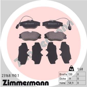 Jeu de 4 plaquettes de frein avant ZIMMERMANN OEM 9946227