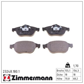 Jeu de 4 plaquettes de frein avant ZIMMERMANN OEM 7701207977