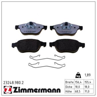 Jeu de 4 plaquettes de frein avant ZIMMERMANN OEM 7701207977