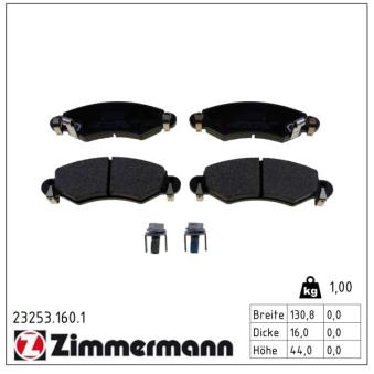 Jeu de 4 plaquettes de frein avant ZIMMERMANN OEM 1605976