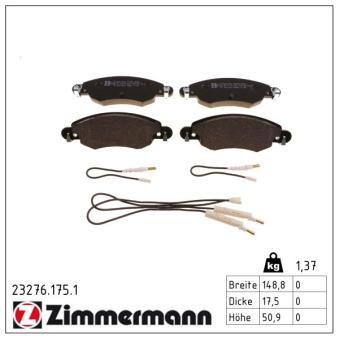 Jeu de 4 plaquettes de frein avant ZIMMERMANN OEM 425214