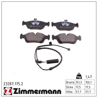 Jeu de 4 plaquettes de frein avant ZIMMERMANN OEM 34111160532